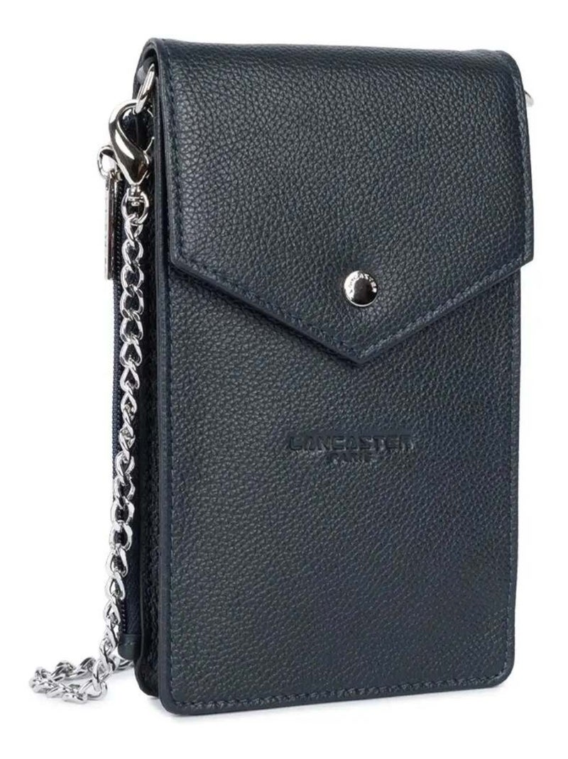 Lancaster Pochette smartphone A rabat avec pression Foulonné PM   Foncé Bleu - Kiabi