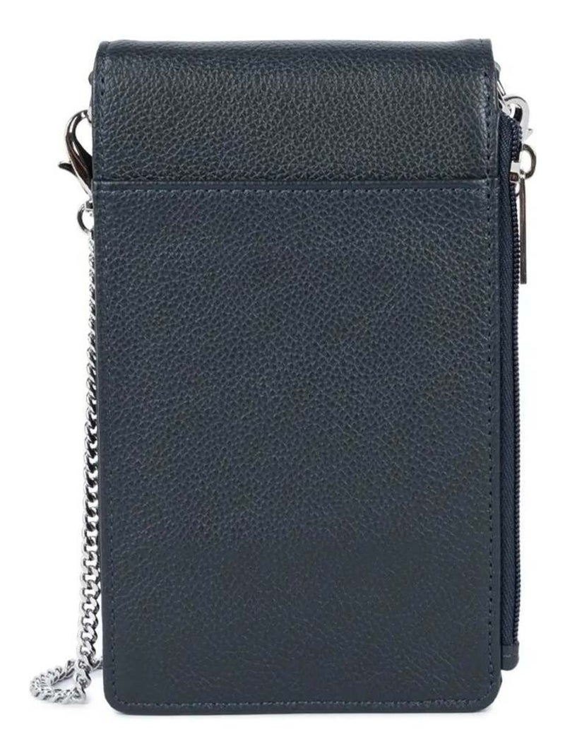 Lancaster Pochette smartphone A rabat avec pression Foulonné PM   Foncé Bleu - Kiabi