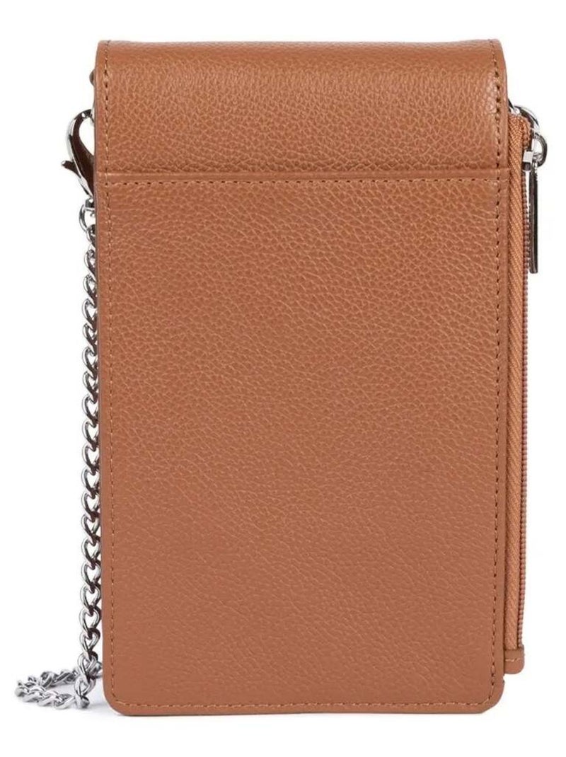 Lancaster Pochette smartphone A rabat avec pression Foulonné PM Marron - Kiabi