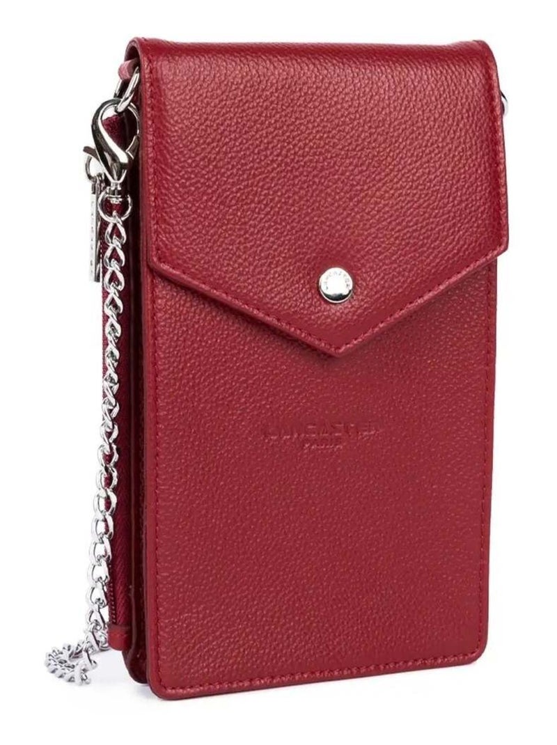 Lancaster Pochette smartphone A rabat avec pression Foulonné PM Rouge - Kiabi