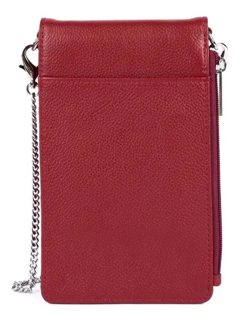 Lancaster Pochette smartphone A rabat avec pression Foulonné PM Rouge - Kiabi