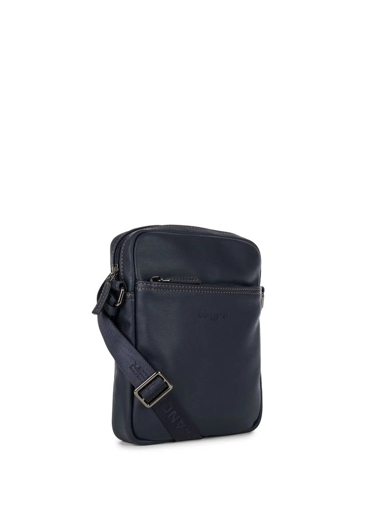 Lancaster Sacoche cuir de vachette SOFT VINTAGE /Camel Bleu - Kiabi