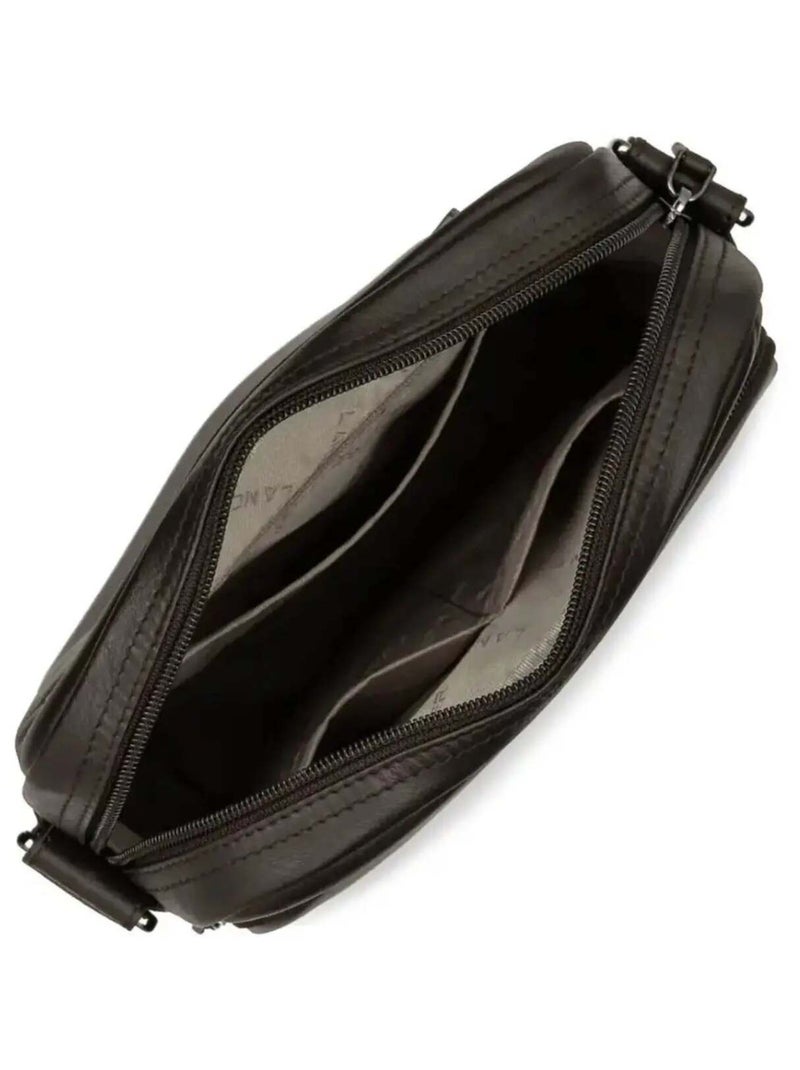 Lancaster Sacoche Cuir SOFT VINTAGE Marron - Kiabi