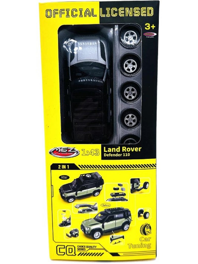 Land rover defender 110 miniature 1:43 argent 2en1 Noir - Kiabi