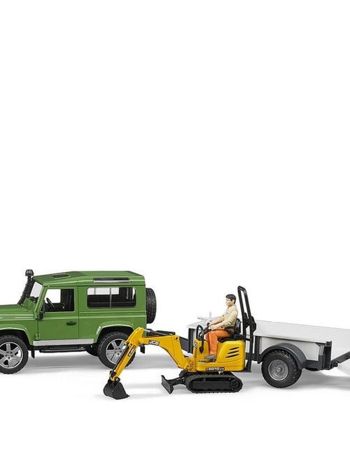 Land rover Defender avec remorque, JBC micro-pelleteuse et figurine - Kiabi