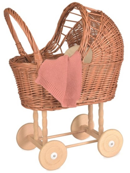 Landau en osier avec couverture tricot - Kiabi