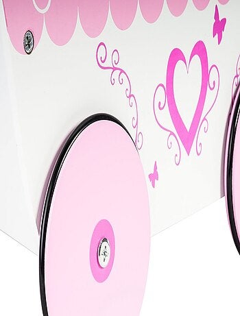 Landau Poussette pour Poupée en Bois pour Enfants - Poussoir 47*26,5*40 cm - Trotteur, Chariot Rose