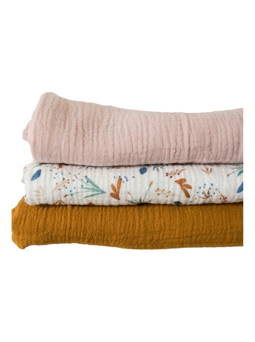 Lange bébé double gaze de coton lot de 3 - Kiabi