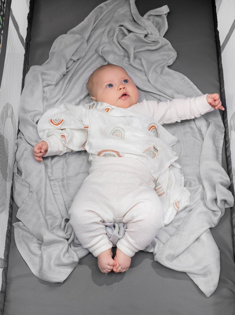 Lange bébé en bambou 120x120 cm - LIONELO - 100% coton - Hypoallergénique Gris - Kiabi