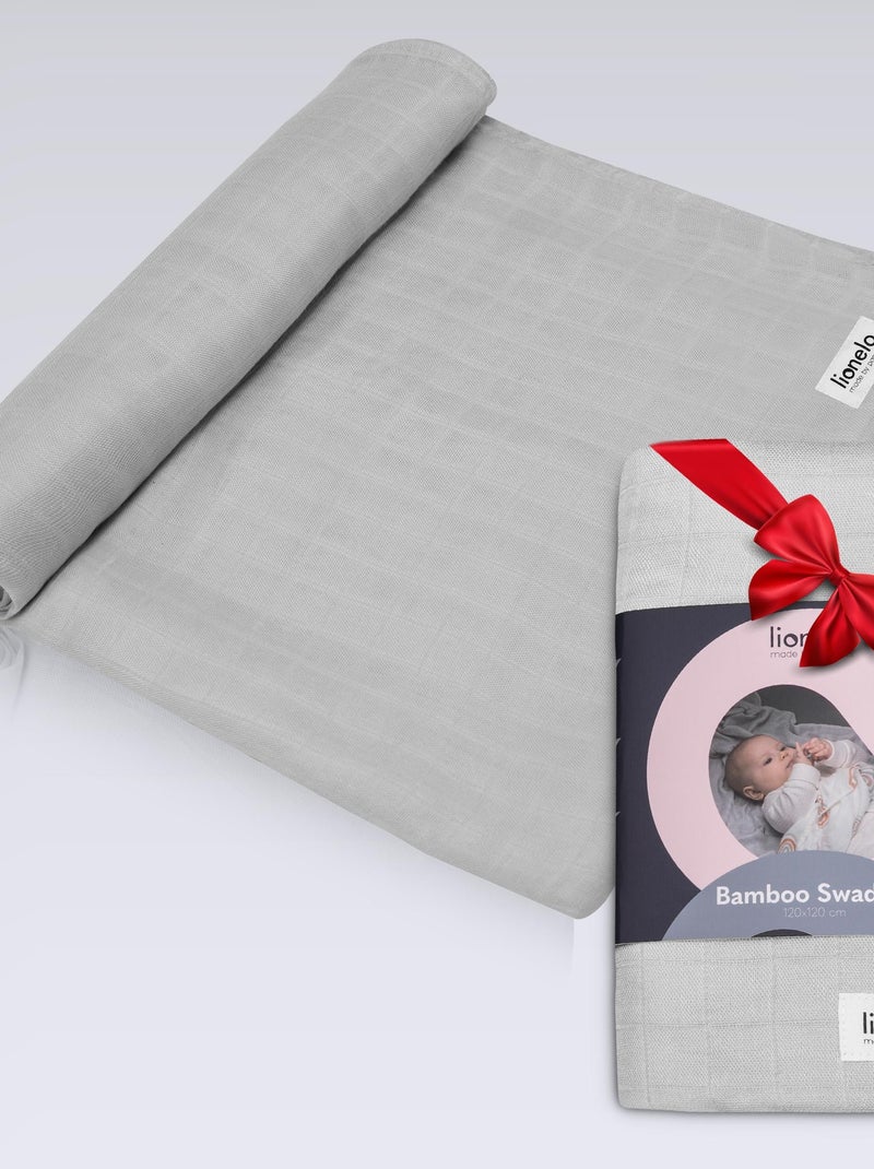 Lange bébé en bambou 120x120 cm - LIONELO - 100% coton - Hypoallergénique Gris - Kiabi