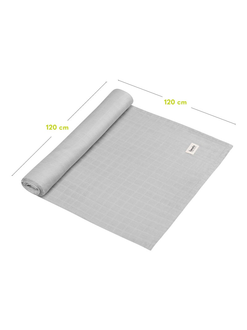 Lange bébé en bambou 120x120 cm - LIONELO - 100% coton - Hypoallergénique Gris - Kiabi
