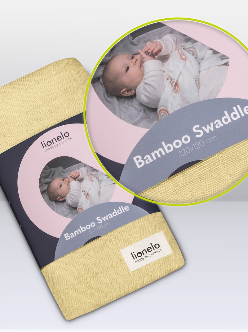 Lange bébé en bambou 120x120 cm - LIONELO - 100% coton - Hypoallergénique Jaune - Kiabi