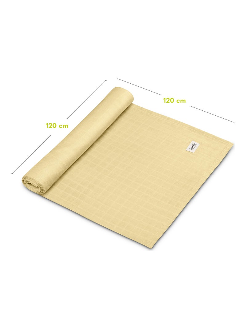 Lange bébé en bambou 120x120 cm - LIONELO - 100% coton - Hypoallergénique Jaune - Kiabi