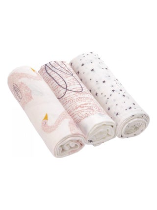 Lange divinement doux L Little Water Cygne, boîte de 3 pcs, 80 x 80 cm
