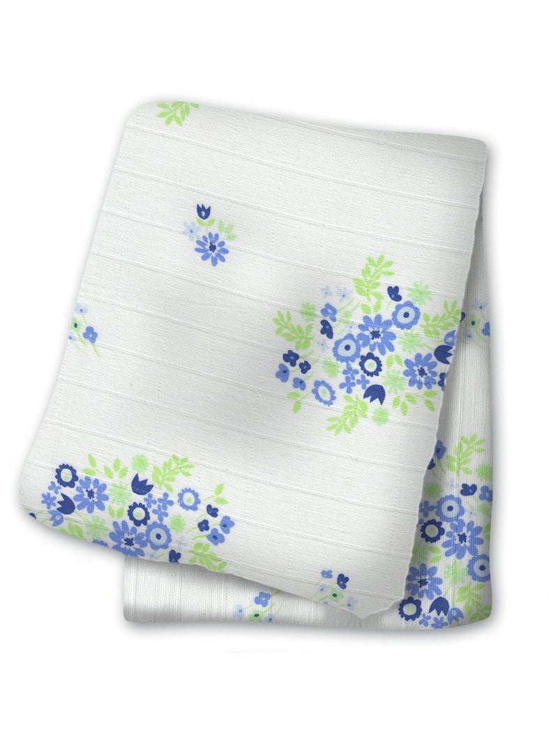 Lange mousseline - Bouquet bleu vintage Bleu - Kiabi