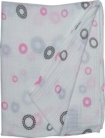 Lange mousseline - Cercles roses
