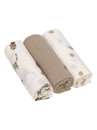 Lange mousseline L Little Mateys bleu roi 3 pcs ass., 85 x 85 cm