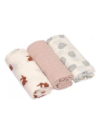 Lange mousseline M Little Forest Lapin 3 pcs ass., 60 x 60 cm