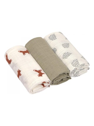 Lange mousseline M Little Forest Renard 3 pcs ass., 60 x 60 cm
