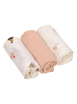Lange mousseline M Little Mateys orange épicé, 3 pcs ass., 60 x 60 cm