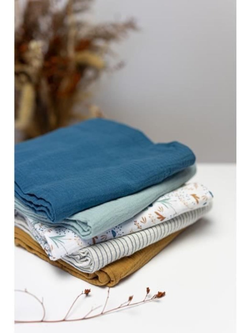 Lange pour bébé lot de 3 double gaze de coton Bleu - Kiabi