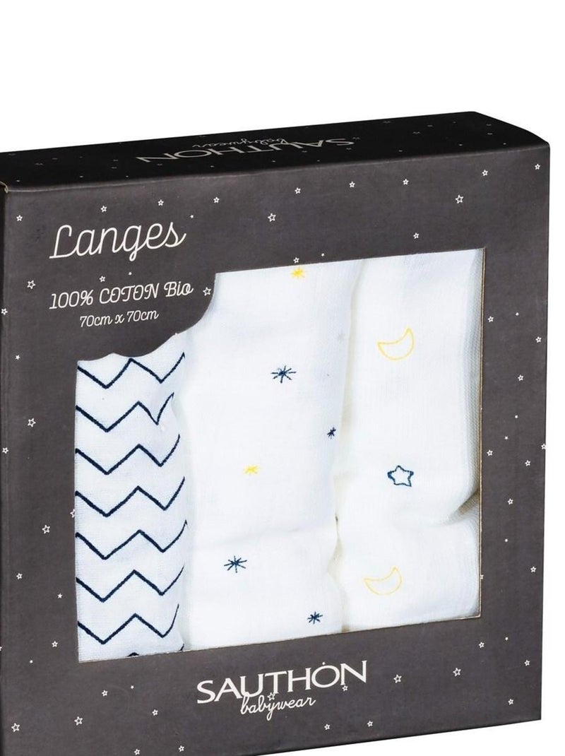 Langes bébé en coton bio blanc - SAUTHON Blanc - Kiabi