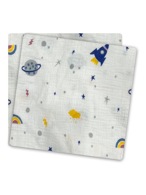 Langes x2 en gaze de coton Cosmos Les Chatounets - Kiabi