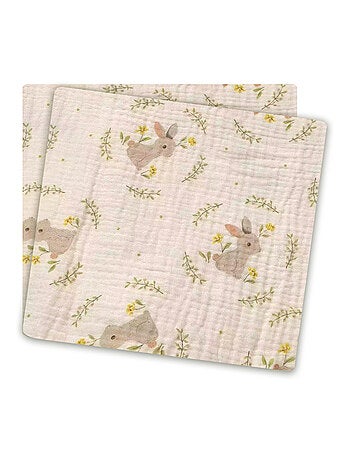 Langes x2 en gaze de coton Lapin Les Chatounets