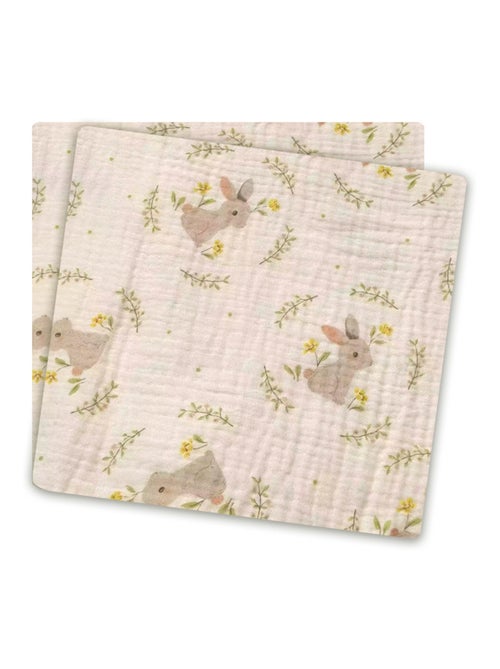 Langes x2 en gaze de coton Lapin Les Chatounets - Kiabi