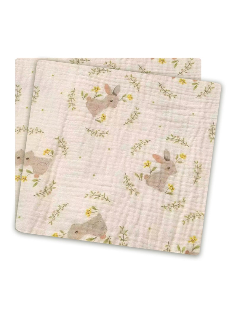 Langes x2 en gaze de coton Lapin Les Chatounets Multicolore - Kiabi