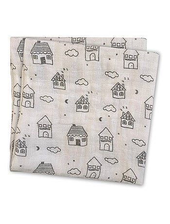 Langes x2 en gaze de coton Maisons Les Chatounets