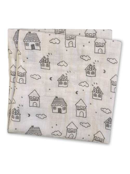 Langes x2 en gaze de coton Maisons Les Chatounets - Kiabi