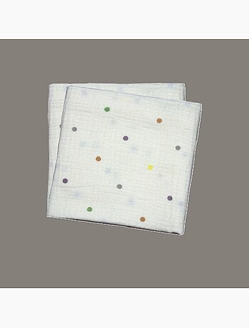 Langes x2 en gaze de coton pois les chatounets