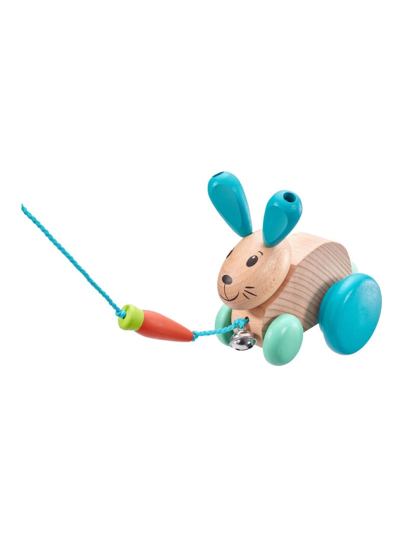 Lapin en bois massif à tirer Bleu - Kiabi