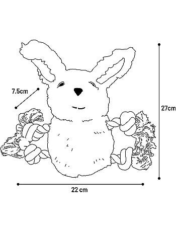 Lapin en peluche pour chien avec cordes et couineur