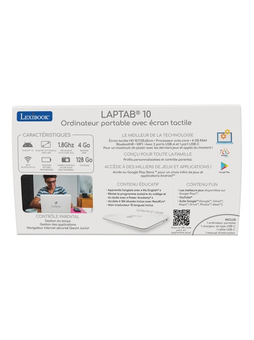 LAPTAB 11 : Ordinateur Android Tactile avec Contenu Éducatif et Contrôle Parental - Kiabi