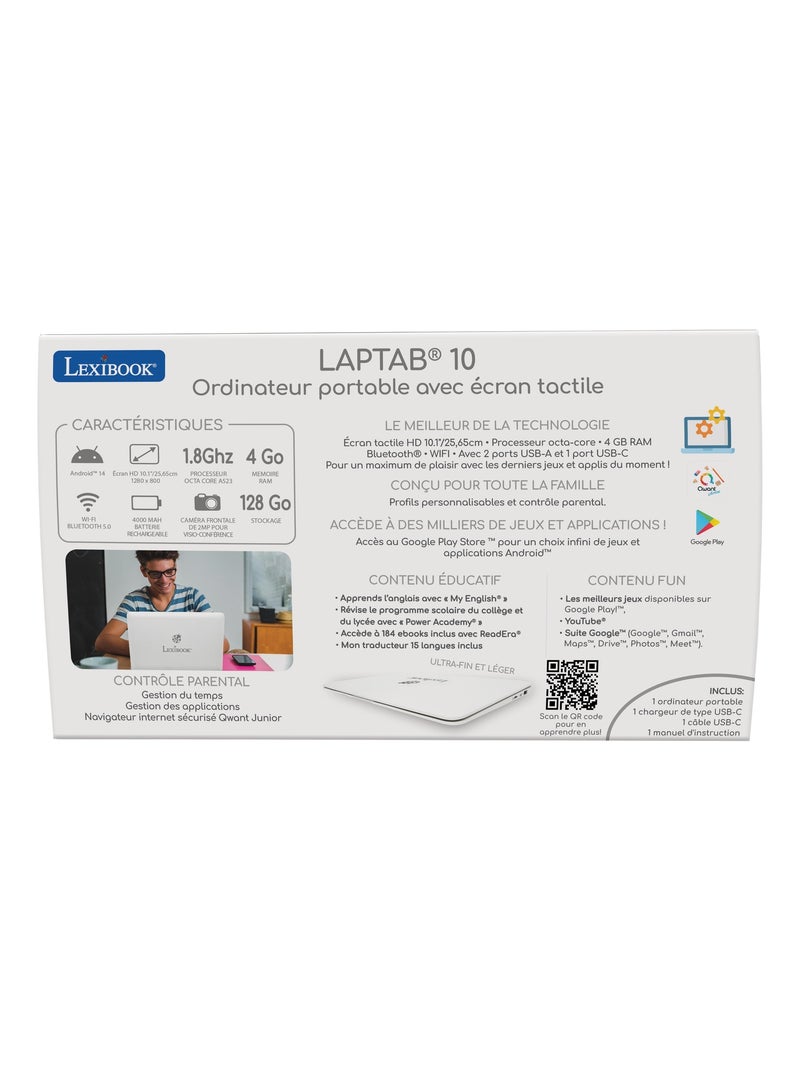 LAPTAB 11 : Ordinateur Android Tactile avec Contenu Éducatif et Contrôle Parental Blanc - Kiabi