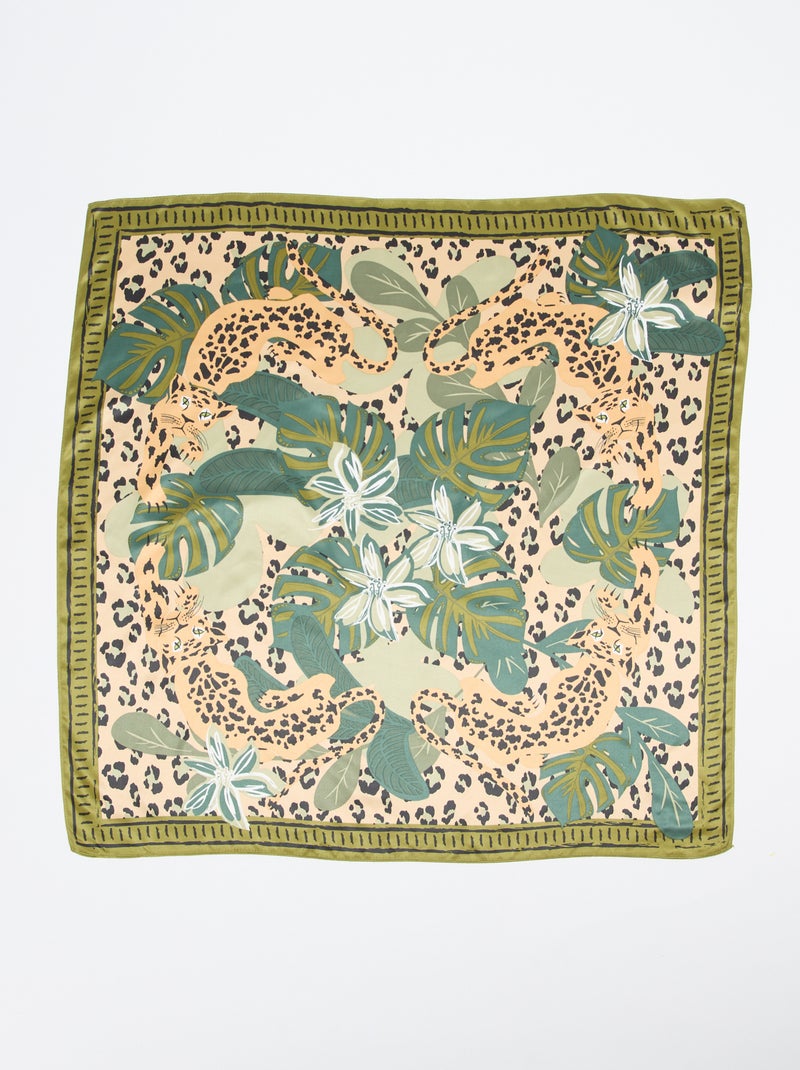 Large foulard carré à motifs Vert - Kiabi