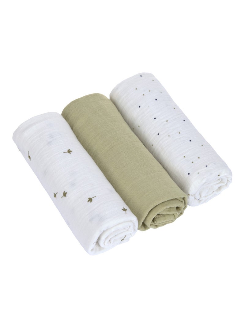 Lässig - Lot de 3 langes mousseline Feuille Vert - Kiabi