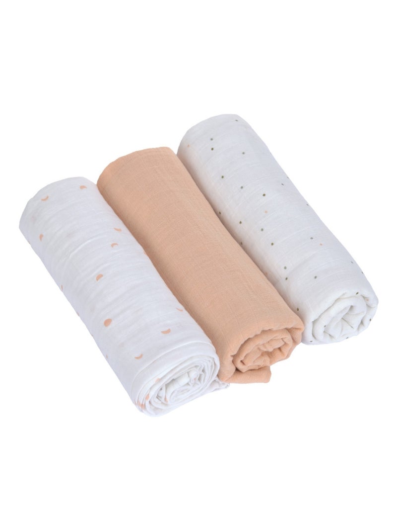 Lässig - Lot de 3 langes mousseline Lune Orange - Kiabi