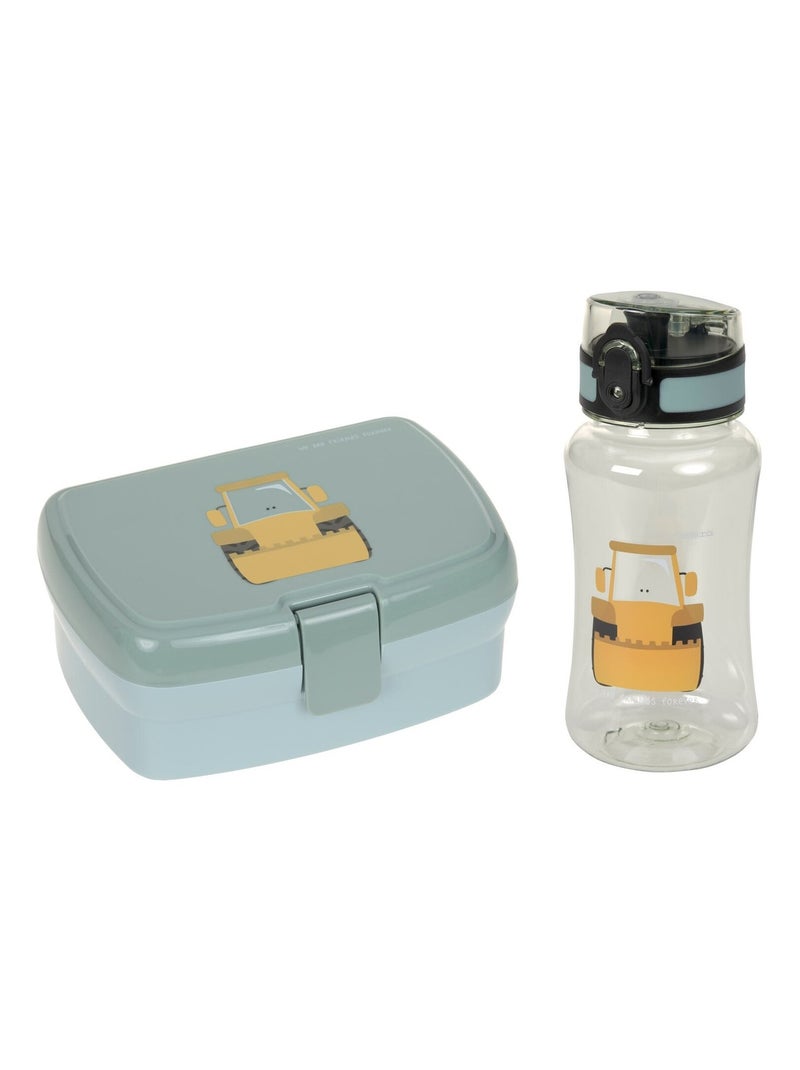 Lässig - Lunch Set boîte à goûter et gourde Tiny Drivers Pelleteuse Vert - Kiabi