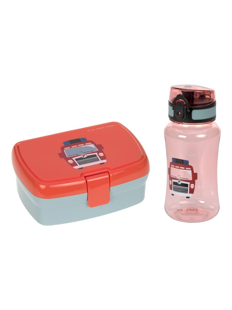 Lässig - Lunch Set boìte à goûter et gourde Tiny Drivers Pompier Rouge - Kiabi