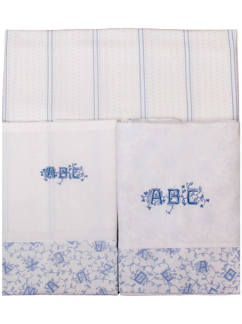 Laura Ashley Baby Parure De Lit 3 Pc Blanc Bleu - Kiabi
