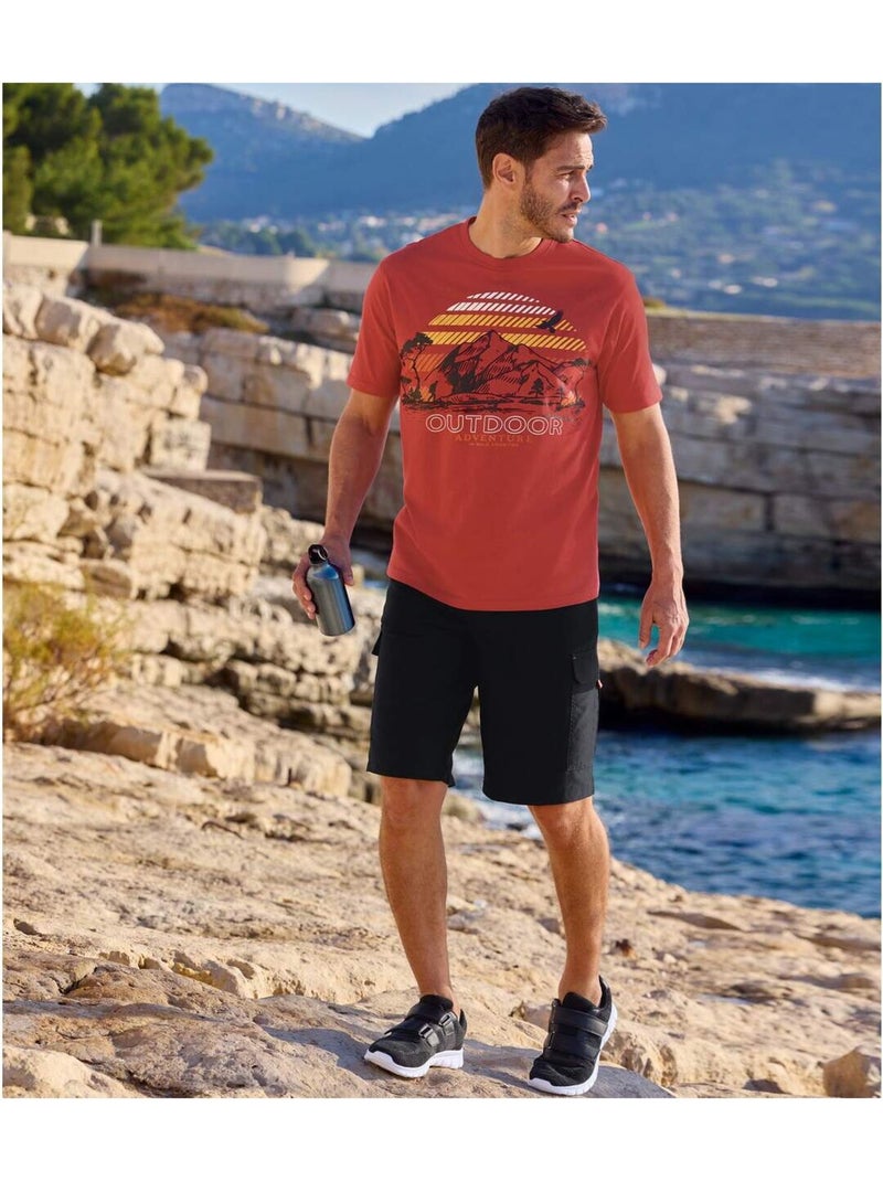 Le Bermuda Cargo Microfibre Multipoche   - ATLAS FOR MEN Noir - Kiabi