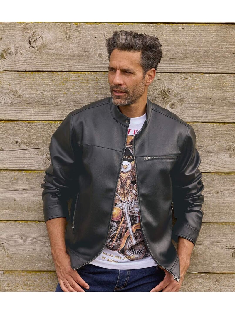 Le blouson esprit biker - atlas for men Noir - Kiabi