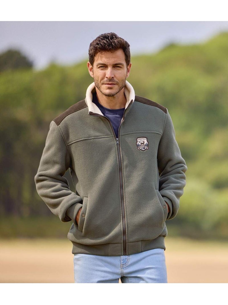 Le blouson polaire doublé sherpa  - atlas for men Kaki - Kiabi