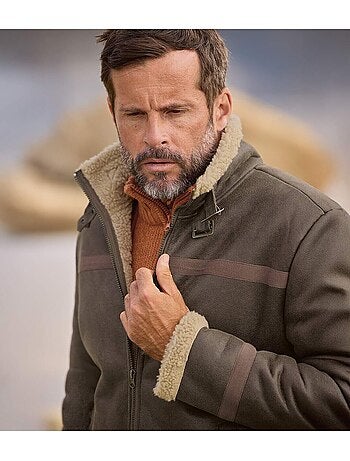 Le blouson style bombardier suédine fourré sherpa - atlas for men