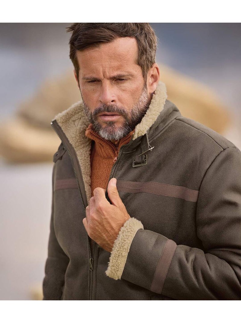 Le blouson style bombardier suédine fourré sherpa  - atlas for men Marron - Kiabi