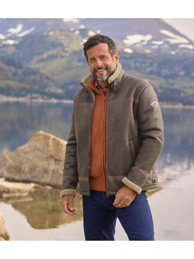 Le blouson style bombardier suédine fourré sherpa  - atlas for men Marron - Kiabi
