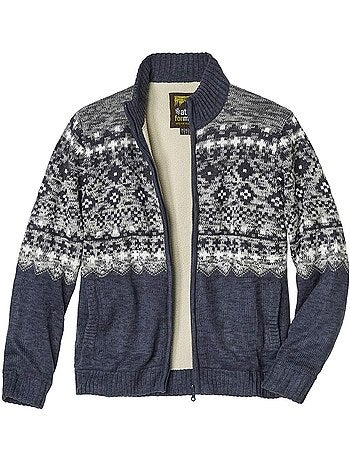 Le blouson tricot jacquard doublé sherpa - atlas for men